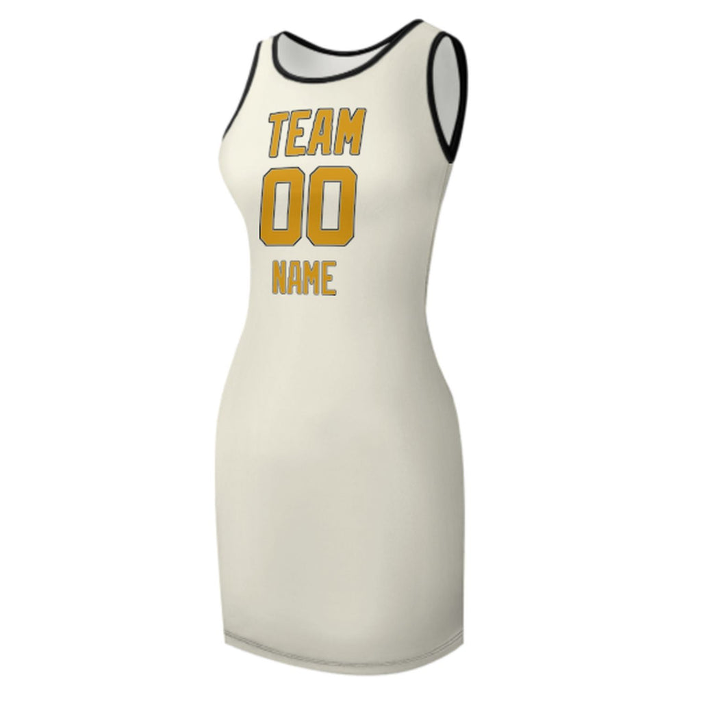 Custom Cream Yellow Sleeveless Vest Dress