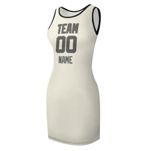 Custom Cream Dark Grey Sleeveless Vest Dress