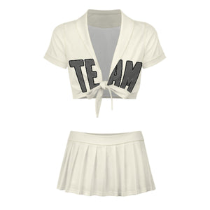 Custom Cream Dark Grey Cheerleading Uniform Set