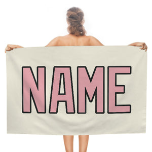 Custom Cream Light Pink Beach Towel