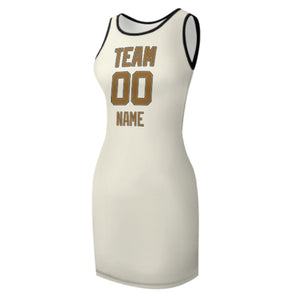 Custom Cream Khaki Sleeveless Vest Dress