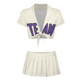 Custom Cream Light Purple Cheerleading Uniform Set