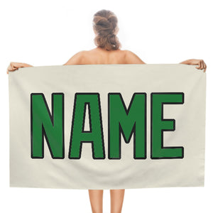 Custom Cream Emerald Green Beach Towel