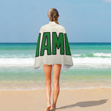 Custom Cream Emerald Green Beach Towel