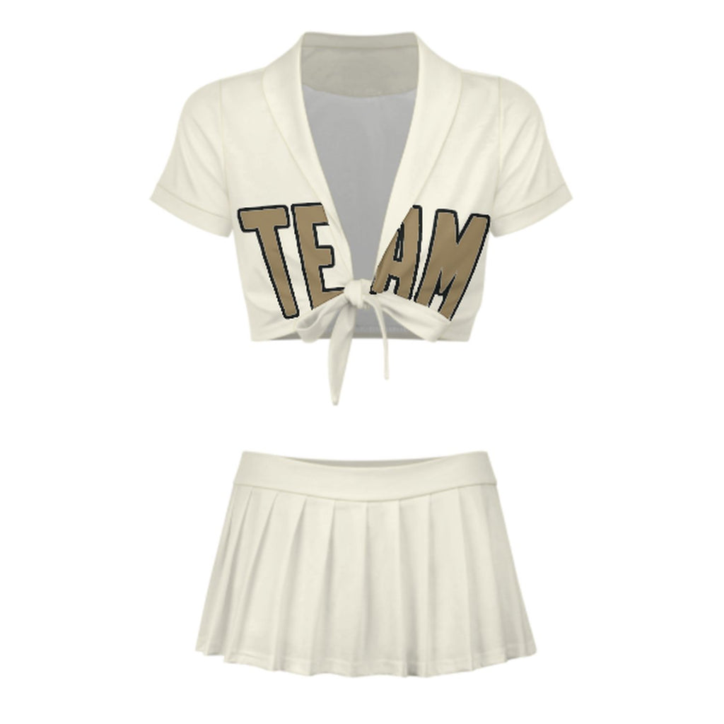 Custom Cream Light Khaki Cheerleading Uniform Set