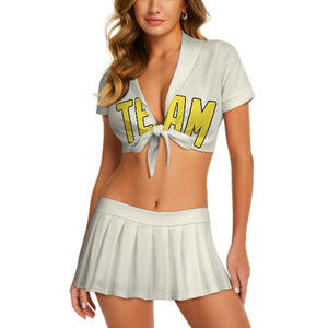 Custom Cream Light Yellow Cheerleading Uniform Set