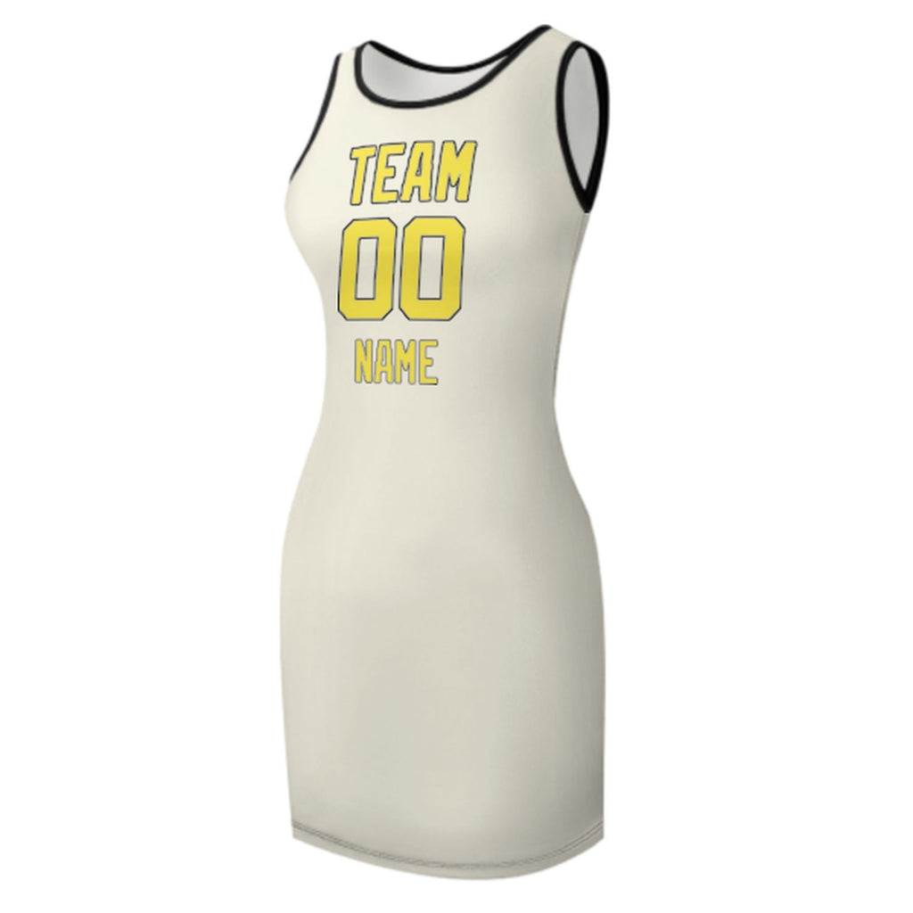 Custom Cream Light Yellow Sleeveless Vest Dress