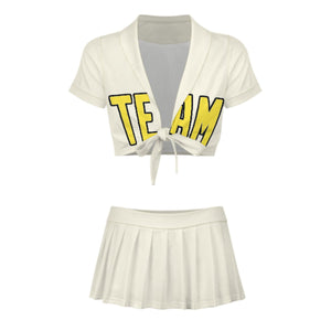 Custom Cream Light Yellow Cheerleading Uniform Set