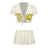 Custom Cream Light Yellow Cheerleading Uniform Set
