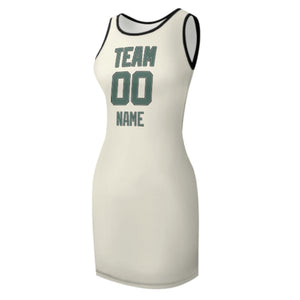 Custom Cream Blue Green Sleeveless Vest Dress