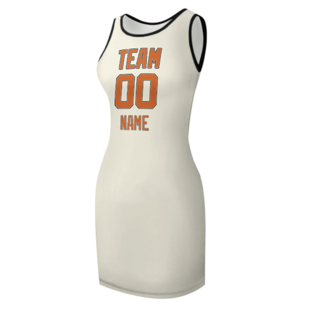 Custom Cream Orange Sleeveless Vest Dress