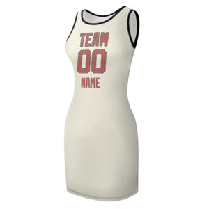 Custom Cream Copper Rose Sleeveless Vest Dress