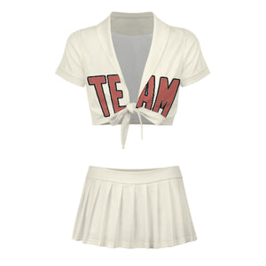 Custom Cream Copper Rose Cheerleading Uniform Set