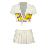 Custom Cream Gold Cheerleading Uniform Set