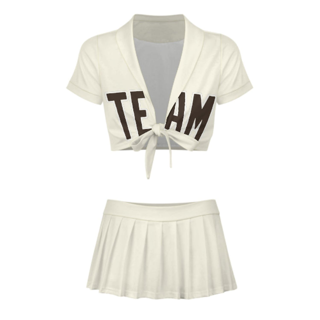 Custom Cream Brown Cheerleading Uniform Set