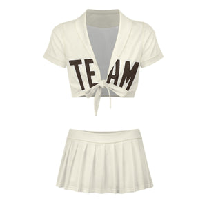 Custom Cream Brown Cheerleading Uniform Set