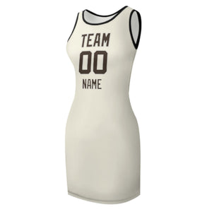 Custom Cream Brown Sleeveless Vest Dress