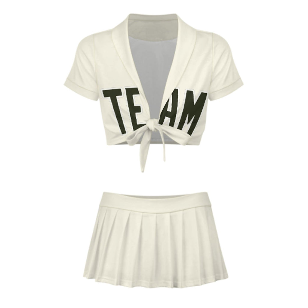 Custom Cream Olive Cheerleading Uniform Set