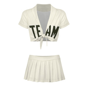 Custom Cream Olive Cheerleading Uniform Set