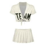Custom Cream Olive Cheerleading Uniform Set