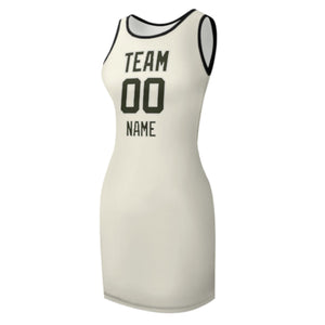 Custom Cream Olive Sleeveless Vest Dress