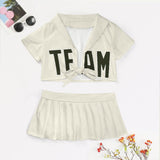 Custom Cream Olive Cheerleading Uniform Set