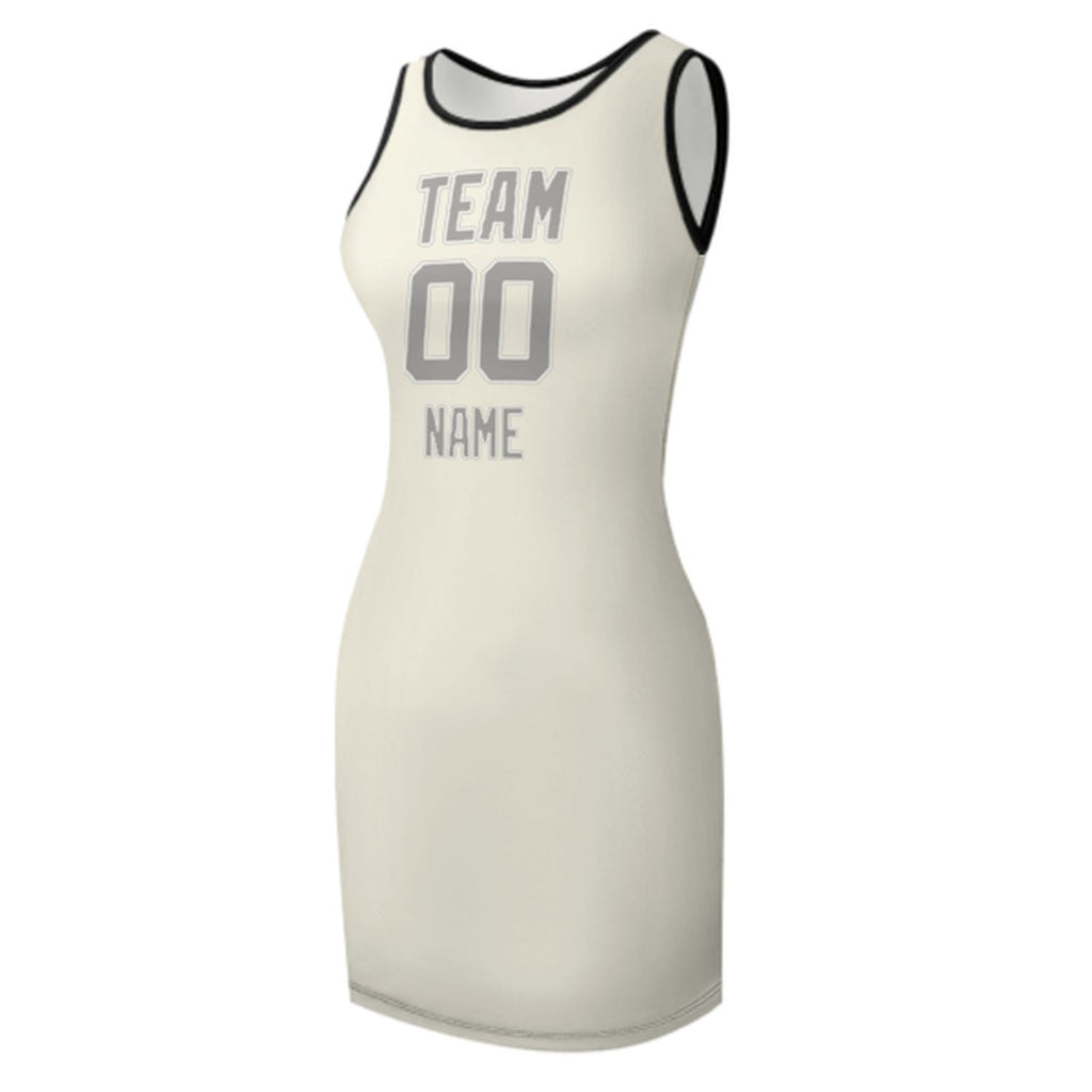 Custom Cream Gray Sleeveless Vest Dress