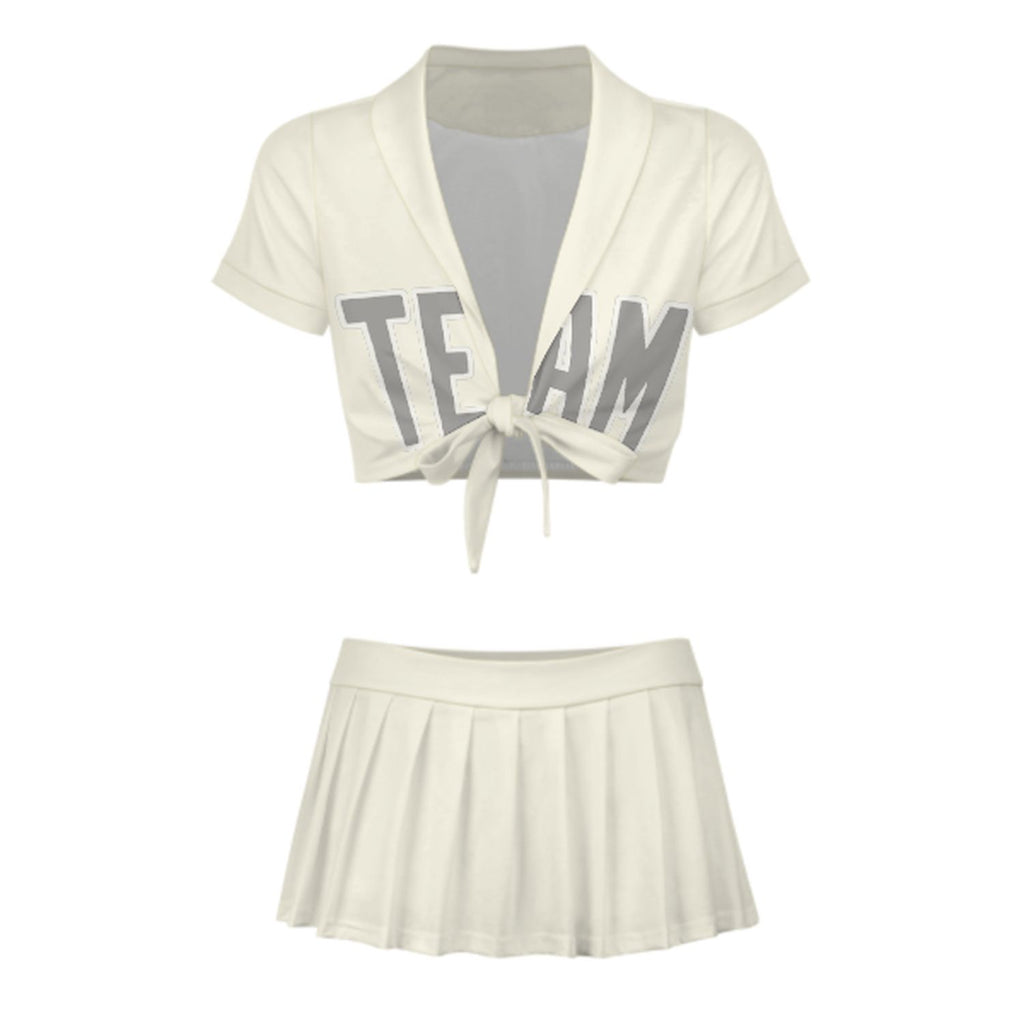 Custom Cream Gray Cheerleading Uniform Set