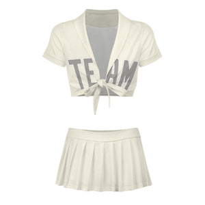 Custom Cream Gray Cheerleading Uniform Set
