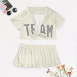 Custom Cream Gray Cheerleading Uniform Set