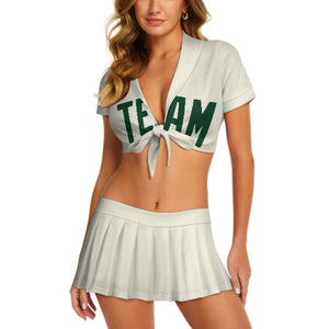 Custom Cream Green Cheerleading Uniform Set
