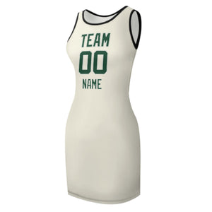 Custom Cream Green Sleeveless Vest Dress