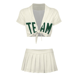 Custom Cream Green Cheerleading Uniform Set
