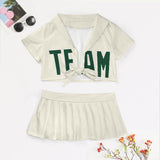 Custom Cream Green Cheerleading Uniform Set