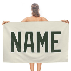 Custom Cream Dark Green Beach Towel