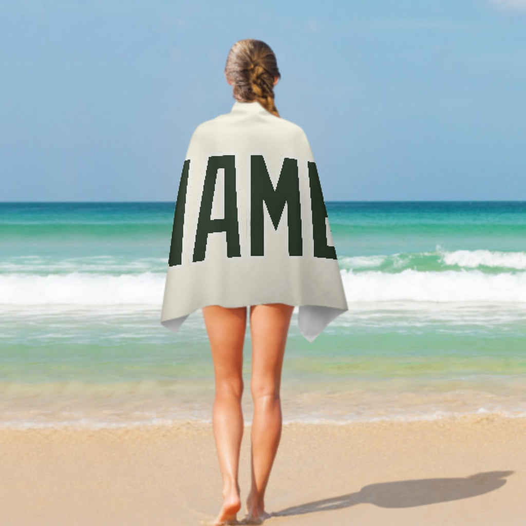 Custom Cream Dark Green Beach Towel