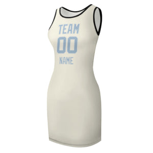 Custom Cream Light Blue Sleeveless Vest Dress