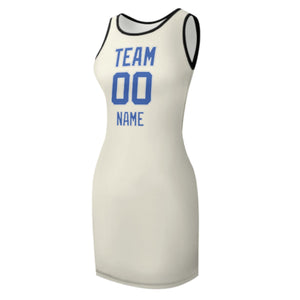 Custom Cream Sky Blue Sleeveless Vest Dress