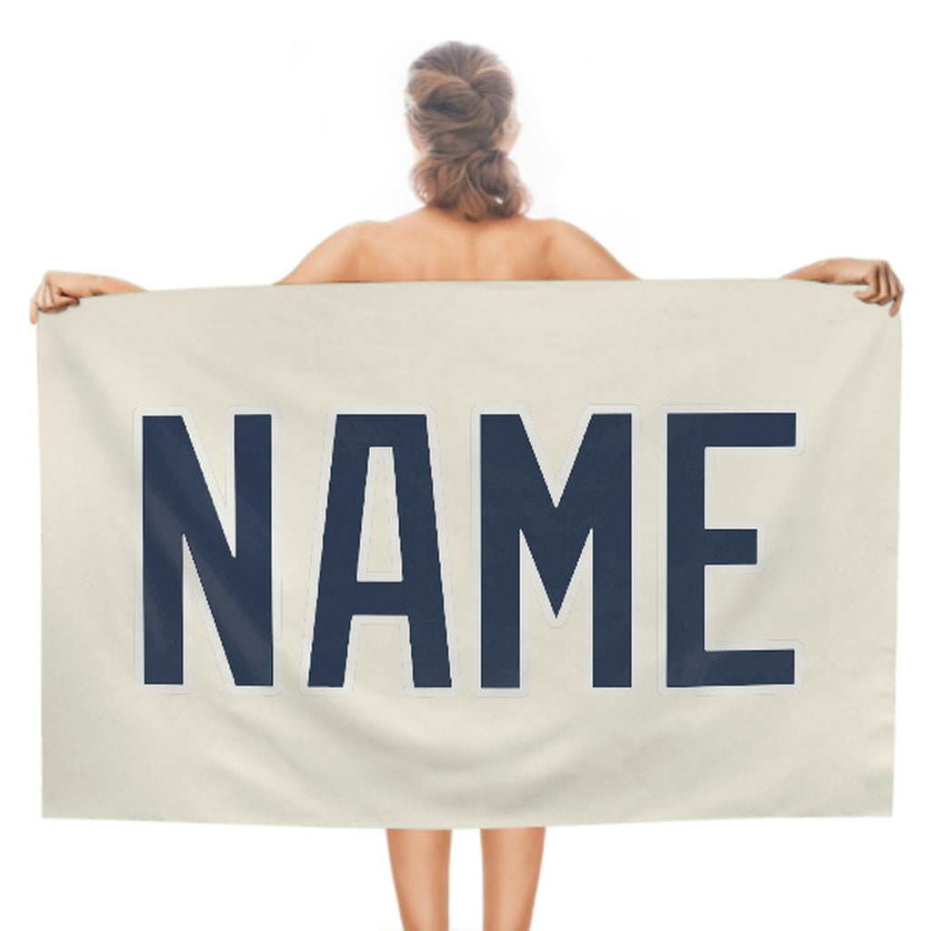 Custom Cream Blue Beach Towel