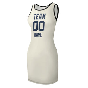 Custom Cream Blue Sleeveless Vest Dress