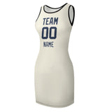 Custom Cream Blue Sleeveless Vest Dress