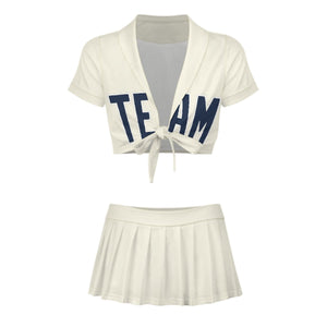 Custom Cream Blue Cheerleading Uniform Set