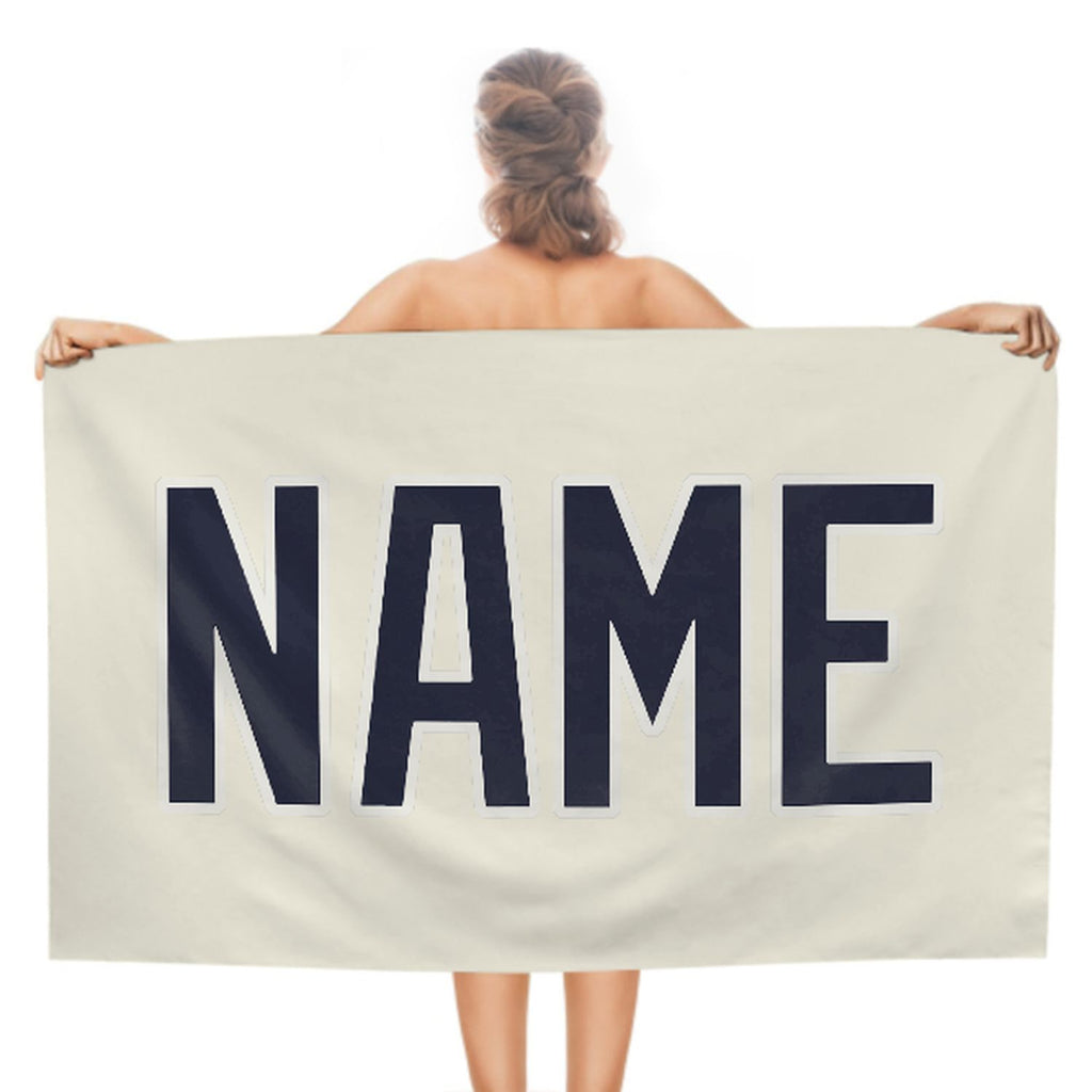 Custom Cream Navy Beach Towel