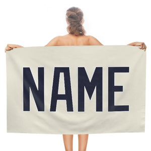 Custom Cream Navy Beach Towel