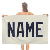 Custom Cream Navy Beach Towel
