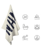 Custom Cream Navy Beach Towel