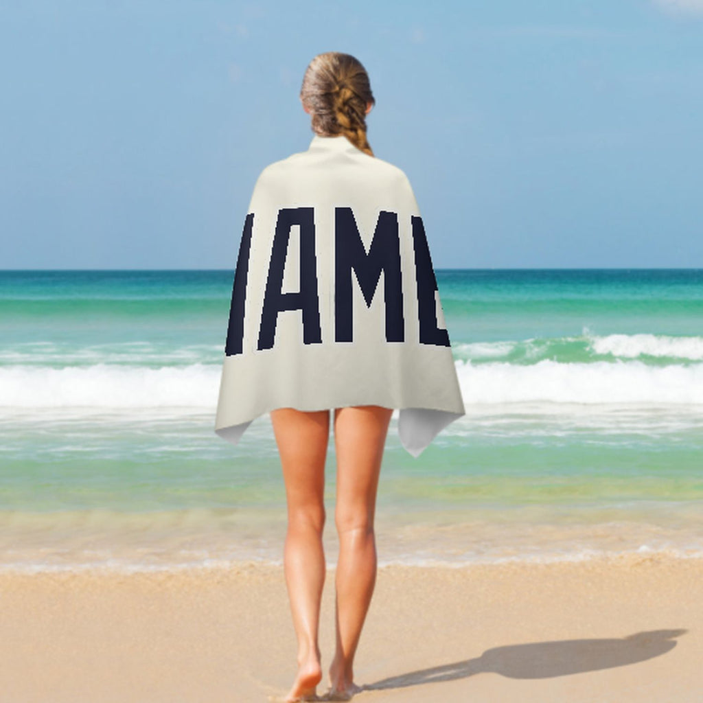 Custom Cream Navy Beach Towel