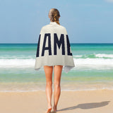 Custom Cream Navy Beach Towel