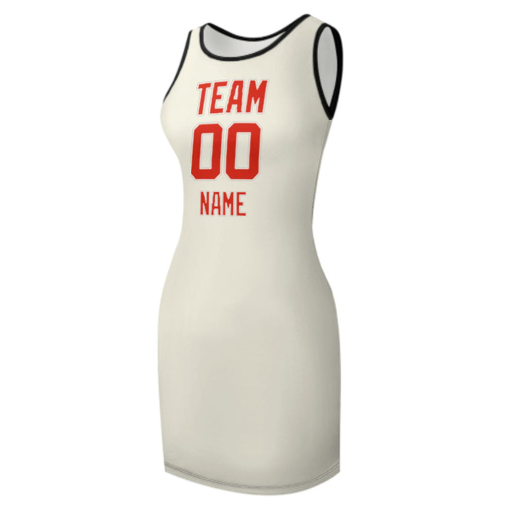 Custom Cream Orange Red Sleeveless Vest Dress