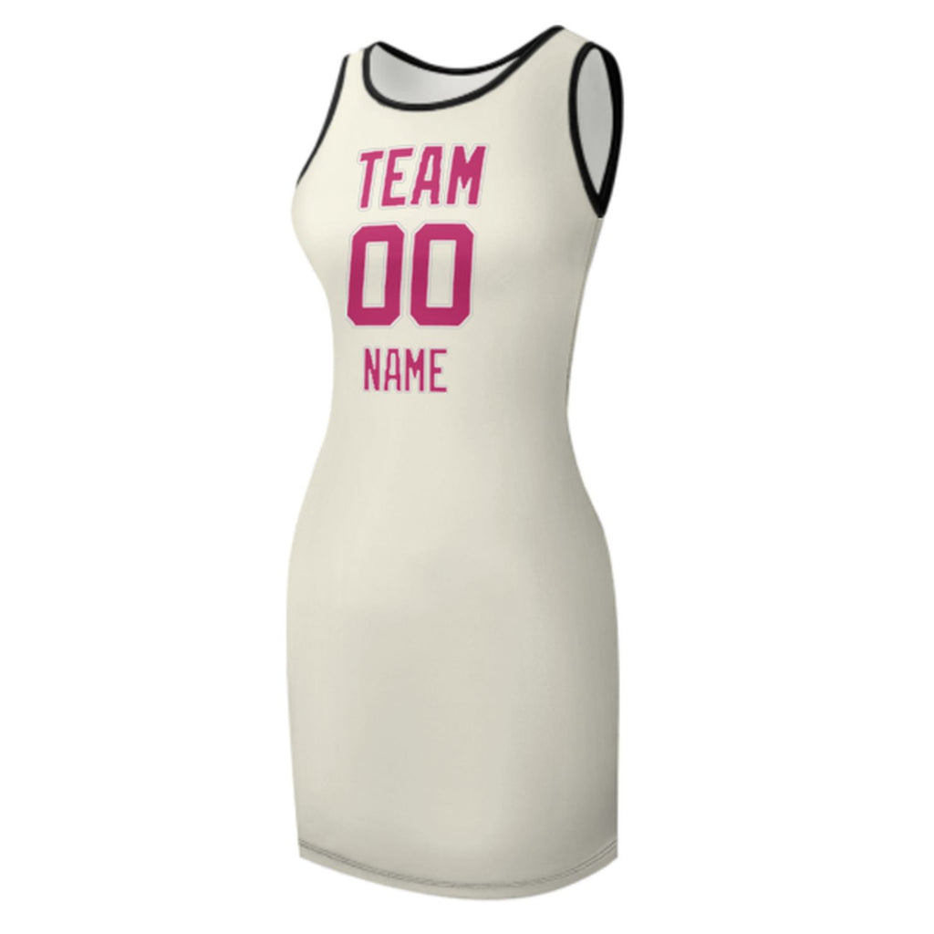 Custom Cream Pink Sleeveless Vest Dress